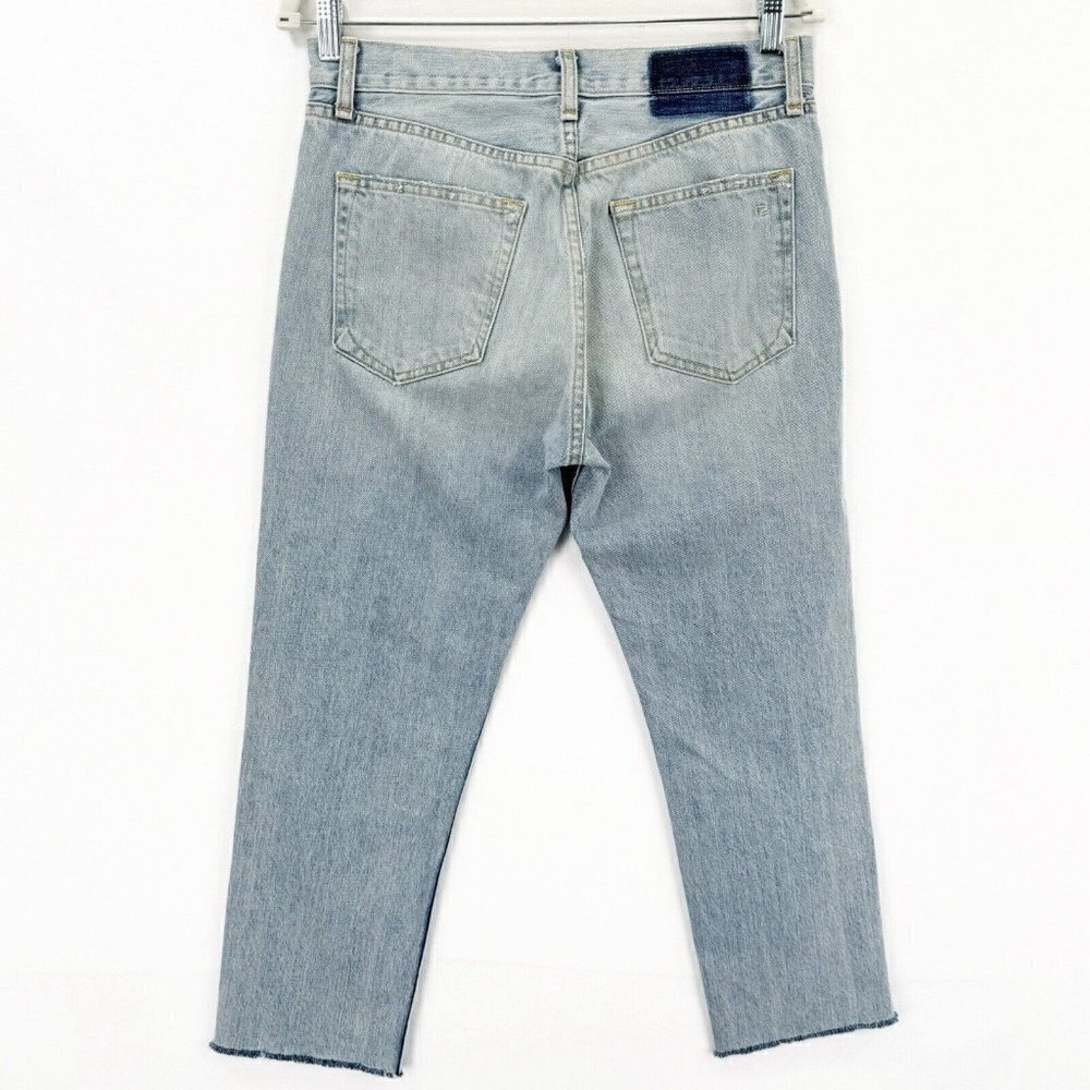 Rag & Bone Jeans Womens 27 Blue Crop Boyfriend Distressed Light Wash Rigid Denim - Picture 7 of 16
